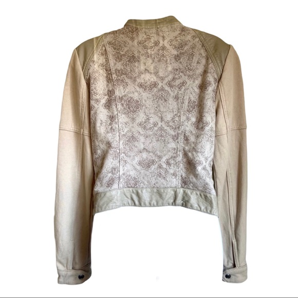 Free People Khaki Jacquared Vegan Moto Jacket - Picture 4 of 7